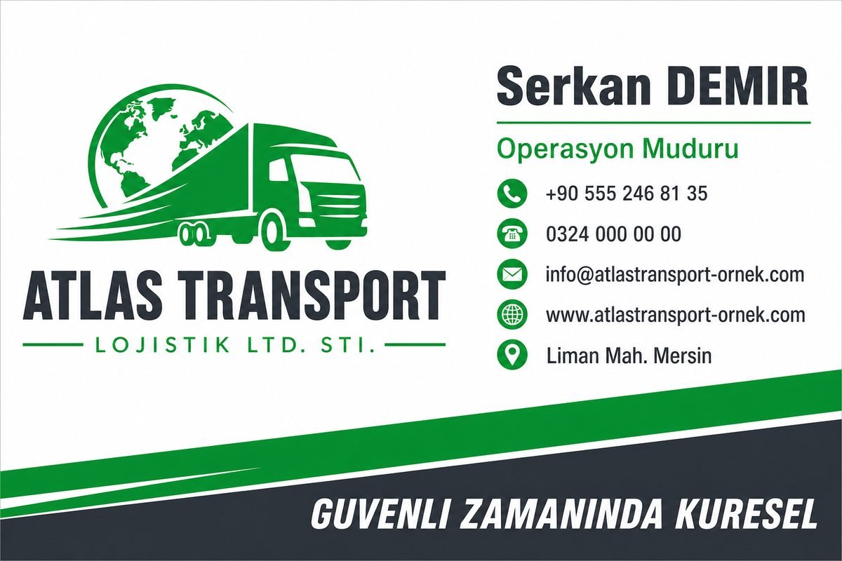 Nakliye ve lojistik kartvizit tasarım örneği