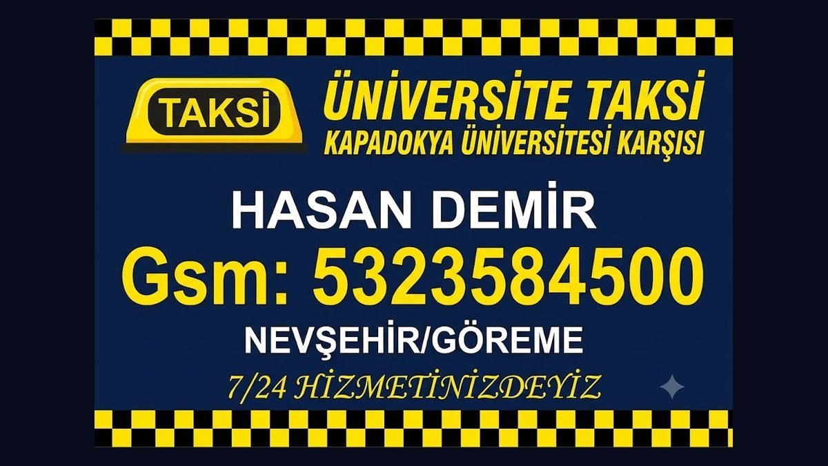 Taksi kartvizit tasarım örneği