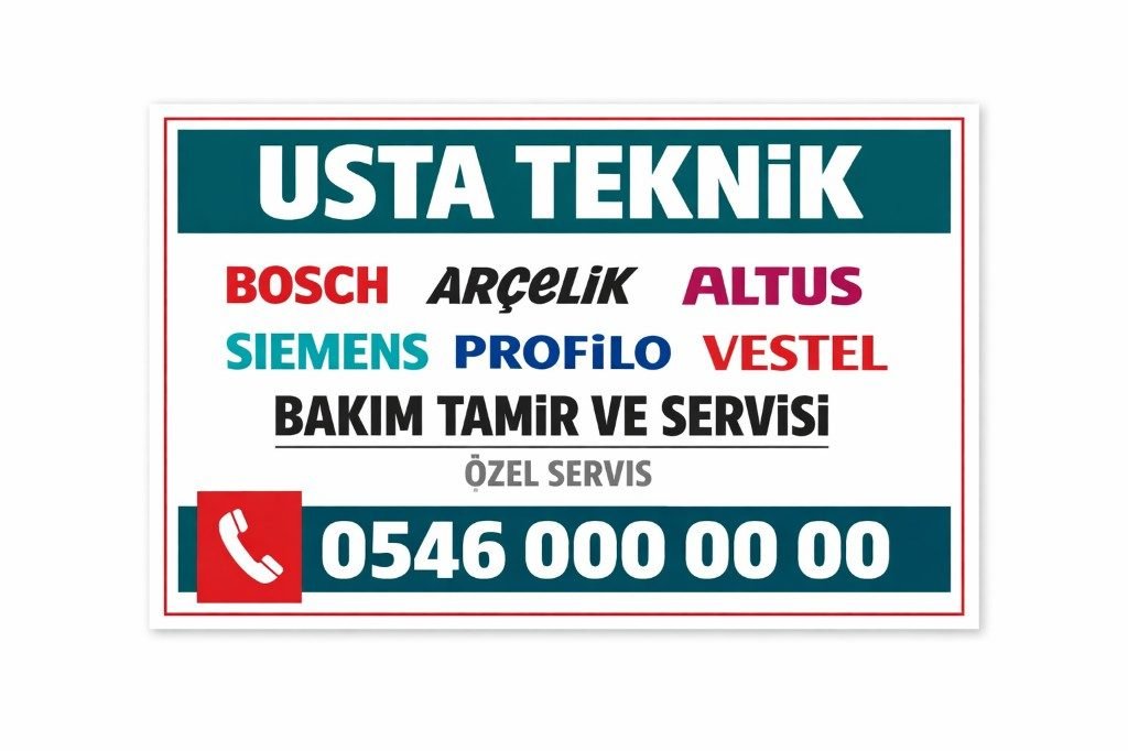 Teknik servis etiketi tasarım örneği